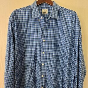 LL Bean Mens 2XLT Tall Traditional Fit Long Sleeve Blue Button‎ Shirt Cotton